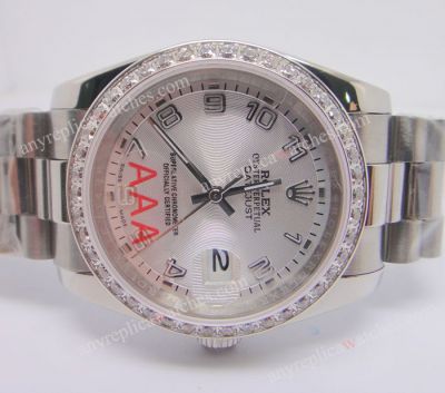 Rolex Datejust SS Silver Arabic / Replica Rolex Presidential Diamond Watch 36mm